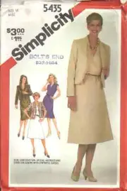 SIMPLICITY 5435 MISSES' SIZE 16 PULLOVER DRESS & JACKETS SEWING PATTERN VINTAGE