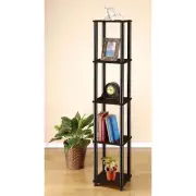 Furinno Turn-N-Tube Wood 5-Tier Corner Square Rack Display Shelf in Espresso