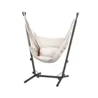 Gardeon Hammock Chair Outdoor Camping Hanging Hammocks with Metal Stand Cream