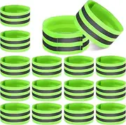 16 Pieces Reflective Bands Reflector Bands for Wrist, Arm, Ankle, Leg, High Visibility Reflective Gear Safety Reflector Tape Straps for Night Walking, Cycling and Running