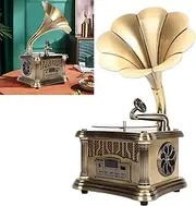 SustVita Vintage Gramophone Record Player, Retro Phonograph with Remote Control, Mini USB Charging for Music Lovers