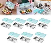 Grab and Go Snack Containers Reusable, Stainless Steel Double Compartment Snack Containers, Dishwasher- Reusable Condiment Containers with Lids, for Travel, Outdoor Camping (7PCS)