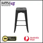 65cm Metal Bar Stool - BLACK Decor Furniture Stackable Kitchen - NEW AU STOCK