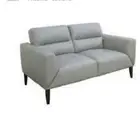 LOUANNE 2-SEATER REAL LEATHER SOFA SETTEE COUCH SILVER