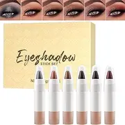 Shimmer Eyeshadow Stick, Long-Wear Glitter Cosmetics, Contour Eyeshadow Stick, 6 Color Shades, Smooth Application, Perfect for Bridal Makeup, Day to Night Looks