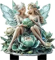 Flat Plant Pot Fairy Garden Fairies - Garden Gnome Figurines, Fence Ornament and Fairy Garden Accessories for Desk or Fairy Garden