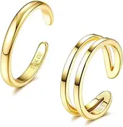 [IRONBOX] 14K Gold Filled Toe Rings for Women Simple Open Band Toe Ring Adjustable Toe Rings