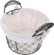 Rustic Round Storage Basket with Handle and Liner Versatile Decorative Basket for Organizing and Photography Props Wire Design for Long Lasting Use