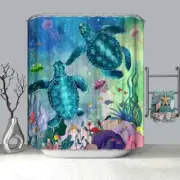 The Big Turtle Is Swimming3D Shower Curtain Polyester Bathroom Decor Waterproof