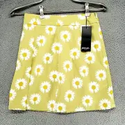 Nasty Gal Collection Womens 0 Twill Mini Skirt Daiseys Sage Yellow Pull-On