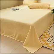 Flannel Warm Flat Sheet Multi-Color Solid Velvety Soft Fleece Top Sheet Warmth Top Sheet Winter Bedding Twin Full Queen King(Yellow,120x230cm)