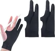 2Pcs Drawing Glove, Digital Art Palm Rejection Glove for iPad & Surface All Capacitive Touch Screen, Artist Glove for Graphic Tablet, Two Finger Gloves (Medium)