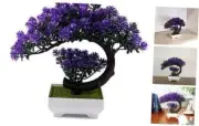 Small Artificial Plants Greenery Desktop Bonsai - Plastic Fake Plants Purple
