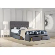 Windsor King Drawer Storage Fabric Bed Frame Charcoal