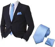 [Yphzmtz] Tie for Men, Tie Sets - Fashion Tie & Handkerchief, Plain Ties for Wedding Party Business Celebrations (Light Blue), lightblue, One Size
