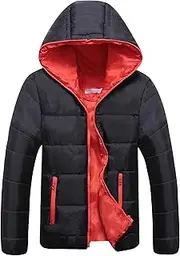 [JEShifangjiusu] Men's Regular-Fit Zipper Down Jacket Fashion Lightweight Parka Windproof Coat, Orange, XXL