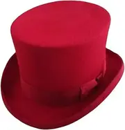 [XIALON] Unisex Fashion New Personality Flat Top High Jazz Cap Top Hat Wool Bow Solid Color Perform Magician Hat, Red, Medium
