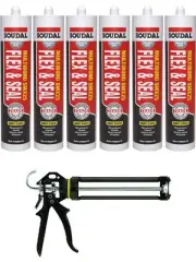 Soudal Multibond SMX25 Flex & Seal Sealant Concrete Grey 290ml 6 Pack + Gun Kit