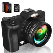 5K Digital Camera for Photography WiFi Auto Focus Vlogging Video Camera for Y...