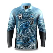 NRL Cronulla Sharks Men's Jumping Barra Outdoor / Fishing Shirt - Sizes XL - 5XL