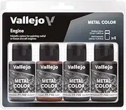 Vallejo 77604 Metal Colour Engine 4 Colour Acrylic Paint Set