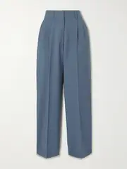 [BLAZÉ Milano] BLAZÉ Milano - Aile Fox Pleated Wool And Mohair-blend Straight-leg Pants - Navy - 3 3 Blue