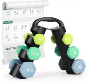 Set of 2 Neoprene Coated Dumbbell Hand Weights, Hex Design for Strength Training