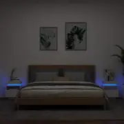 Bedside Cabinets with LED Lights 2 pcs White 40x39x48.5 cm