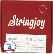 Stringjoy Naturals Phosphor Bronze Mandolin Strings (4 Pack) - .010 - .038 Light