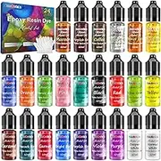 Alcohol Ink Set - 24 Vivid Colors, Concentrated Alcohol-Based Ink, Epoxy Resin Paint with Metallic Color Dye for Resin Coasters, Acrylic Painting, Tumbler Making,10 ml Each