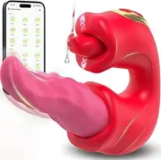 Tongue Vibrator Women Sex Toys - APP 3 in 1 Tongue Toy for Women Rose Sex Toys G Spot Vibrator Tongue Dildo with 10 Licking 10 Flapping Rotation 10 Vibrating Mode, Mouth Clitoral Stimulator Pleasure Tool Couple Adult Toys