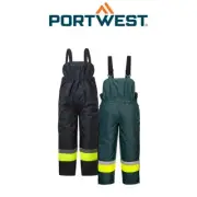 Portwest Huski Hi-Vis Contrast Freezer Wind Resistant Padded Bib and Brace K8046