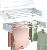 SUSTOREC Wall Mounted Drying Rack, Collapsible Drying Racks for Laundry, Foldable Indoor and Outdoor Clothes Rack,Retractable Clothes Drying Rack, 80cm Wide,5 Aluminum Rods, 45 lb Capacity
