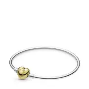 New Genuine Pandora Yellow Shine Gold Heart Clasp Logo Bracelet Bangle 567163-19