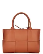 BOTTEGA VENETA Arco Small $3900 Wood/Gold Intreccio Tote Bag New & Authentic