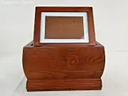 Urn Smart Cremation Cherry Wood Box with 4 x 6 Photo Frame Display Memorial Box