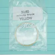 New Old Stock NOS Vintage Mido 30.9mm Minute Track Yellow Tension Ring Crystal