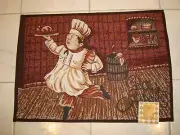 CHEF Bon Appetite FRENCH FAT Chef WINE Tapestry Kitchen Mat Rug 19 x 27 New!
