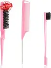 Slick Back Hair Brush, 3 Pcs Comb Set Edge Brush Bristle Hair Brush Rat Tail Com