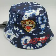 Ed Hardy Adult Reversible Bucket Hat Tiger Print Foldable Packable Size S/M NWT