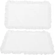 ETHZZLE 1 Pair Ruffled Lace Pillow Covers Elegant Cotton Pillow Cases for Bedroom Breathable Comfortable Bedding Protector Versatile Decorative Pillowcases