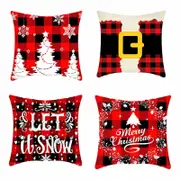 Catzon 4Pcs 18"x18" Christmas Throw Pillow Covers Square Cushion Cover for Sofa Decorative-C