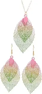 [GLSTOY] Leaf Necklace Necklaces Big Gold Earrings for Women Paperclip Chain Necklace for Women Pearl Earrings for Women Trendy Earrings Link Charms Trendy Necklace Stainless Steel