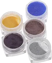 Healeved Nail Art Glitter Dust 5 Pack Shiny Reflective Diamond Powder for Press Nails Stage Performances