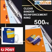 500 x Reinforcement Ring - Clear Adhesive Binder Rings 13mm Repair Punch Holes