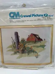 Vintage Crewel Kit Columbia Minerva Erica Wilson Farmhouse Picture 7684 NOS
