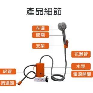 戶外車載USB充電 增壓花灑淋浴器