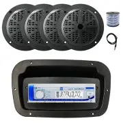 Dual Marine Radio, Spa Bezel, Adapter, Antenna,Wire, 4x 6.5" 120W Black Speakers