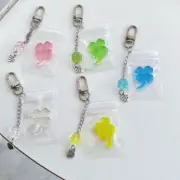 Stylish Four Leaf Clovers Keychain Trendy Bag Charm Fashionable Key Ring Pendant