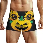 [NQHJT] Men's Underwear Sunflower Pumpkin Boxer Briefs Soft Breathable Trunks Underwear Low Rise Underwear